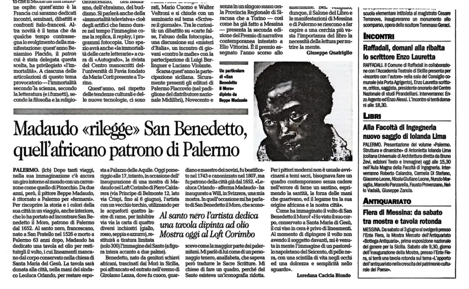 Madaudo «rilegge» San Benedetto, quell’africano patrono di Palermo